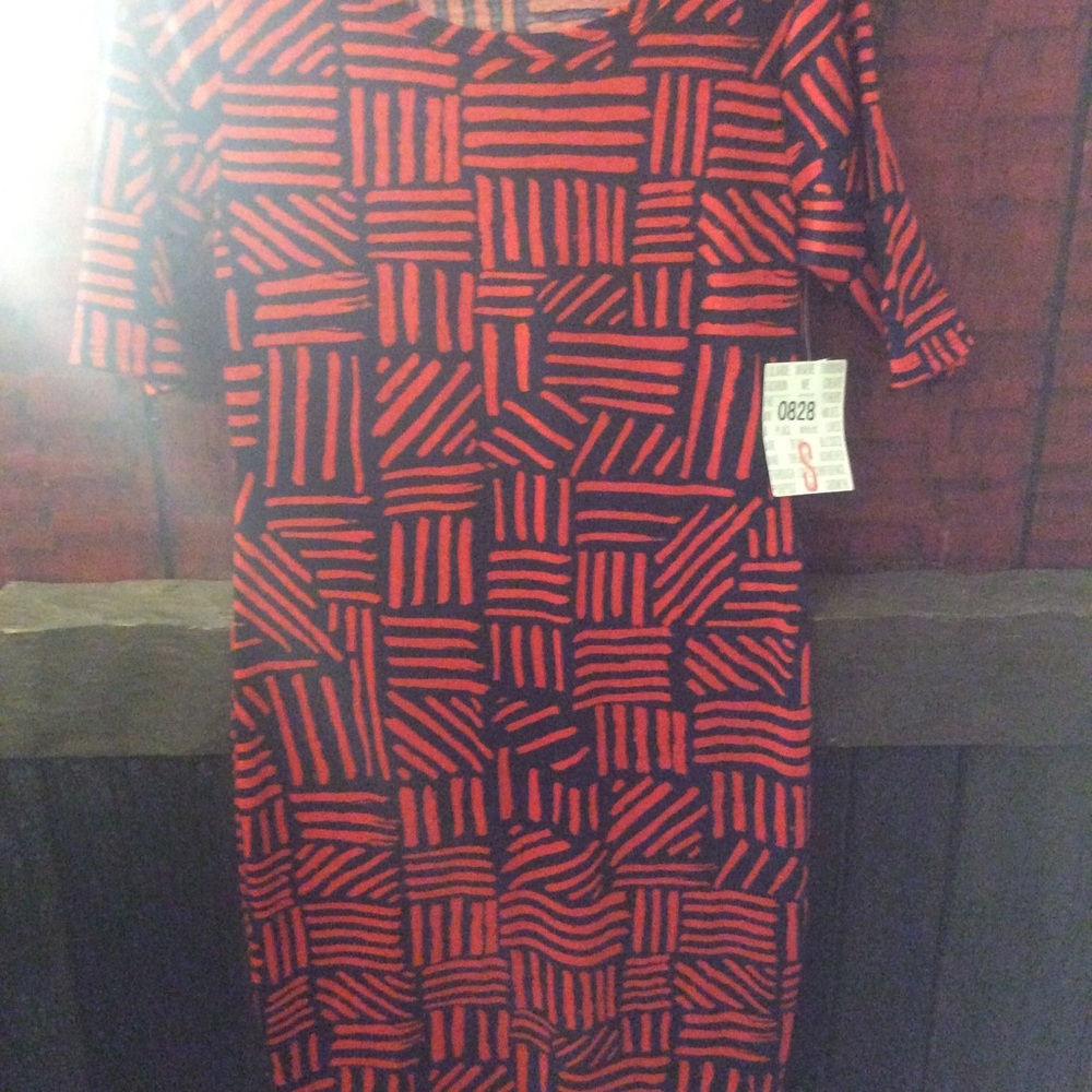 Small Lularoe Julia, Navy and Orange NWT